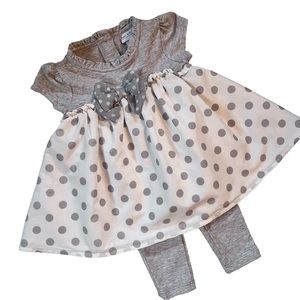 2 Piece Outfit Girls Sz 3-6 Mos Parker & Posie Polka Dot Dress and Leggings